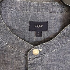 J.Crew Blue Chambray Band Collar Western Shirt